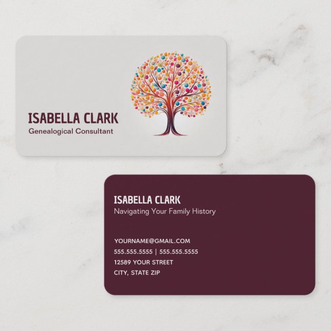 Tarjeta De Visita Genealógico de árbol familiar (Anverso / Reverso)