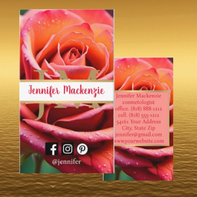Tarjeta De Visita Generación de IA Rosa rosa y rosa bonito (Subido por el creador)