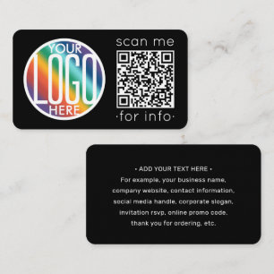 Tarjeta De Visita Generador de código QR y logotipo negro Minimalist