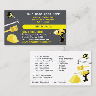Tarjeta De Visita General Contractor HandyMan lo hace toda la planti