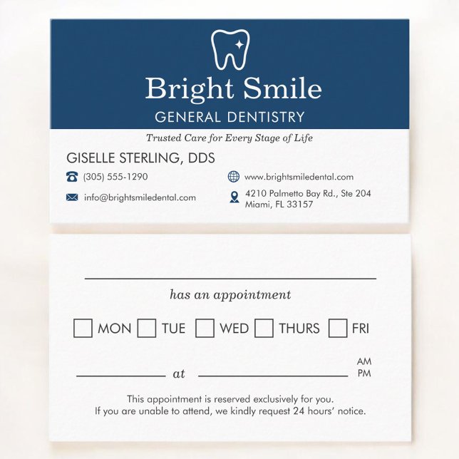 Tarjeta De Visita General Dentistry Office Appointment Reminder   (Subido por el creador)