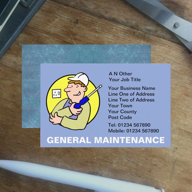 Tarjeta De Visita General Maintenance Cartoon Business Card (Subido por el creador)