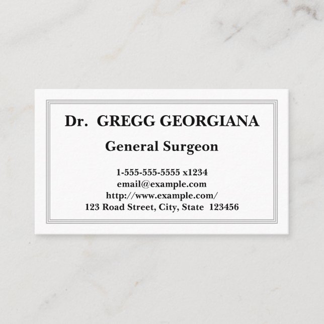 Tarjeta de visita general simple para cirujanos (Anverso)