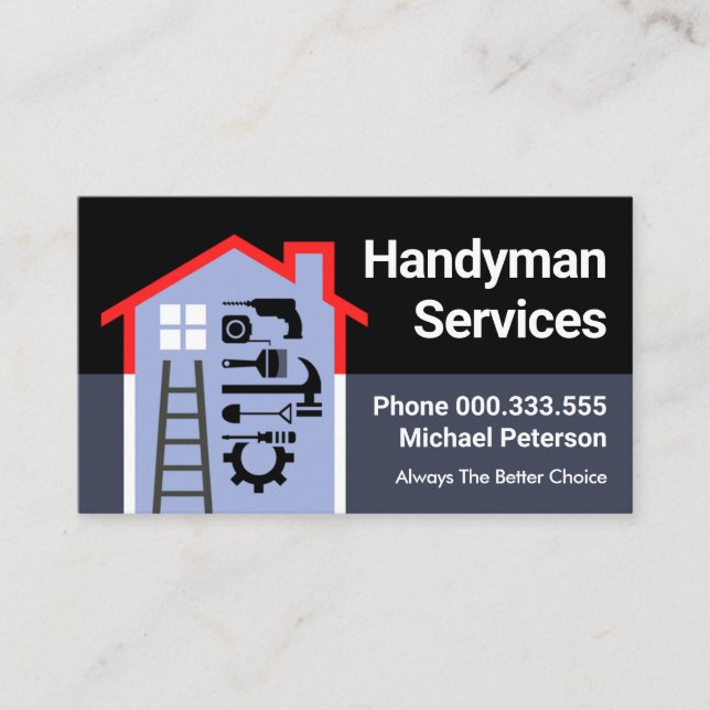 Tarjeta De Visita Generar servicio de Handyman de marco residencial (Anverso)