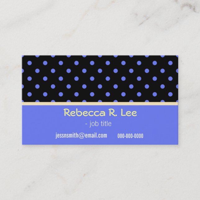 Tarjeta De Visita genial, simple, elegante polka azul dota de coche  (Anverso)