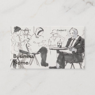 Tarjeta De Visita Gente en café usando teléfonos móviles dibujo
