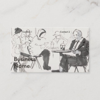 Tarjeta De Visita Gente en café usando teléfonos móviles dibujo