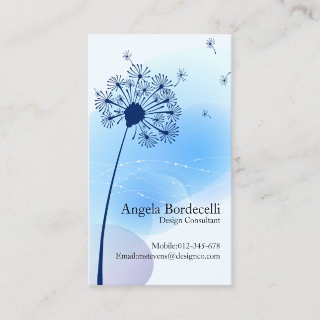 Tarjeta De Visita Gentle Dandelion Flor Naturaleza floral (Anverso)