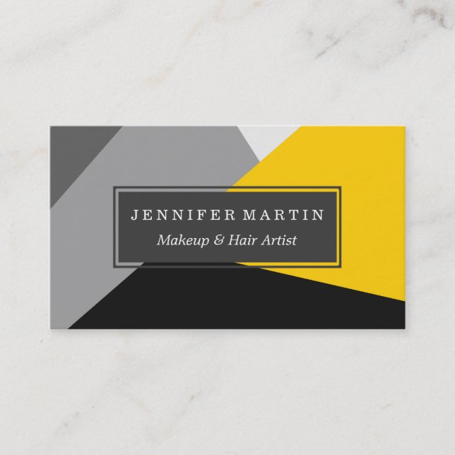Tarjeta De Visita Geo amarillo y negro gris moderno simple (Anverso)