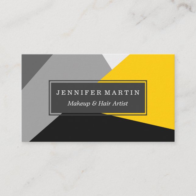 Tarjeta De Visita Geo amarillo y negro gris moderno simple (Anverso)