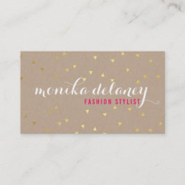 Tarjeta De Visita GEO CONFETTI GOLD elegante estilo moda kraft blanc