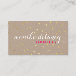 Tarjeta De Visita GEO CONFETTI GOLD elegante estilo moda kraft blanc