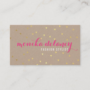 Tarjeta De Visita GEO CONFETTI GOLD elegante kraft brillante rosa