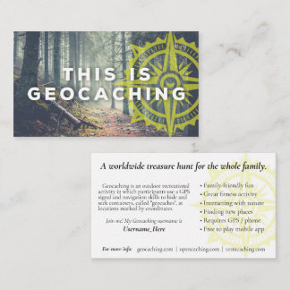 Tarjeta De Visita Geocaching Trail Card con Información Para Muggles
