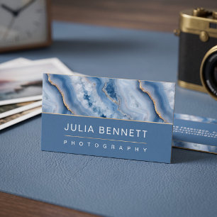 Tarjeta De Visita Geoda Azul Elegante