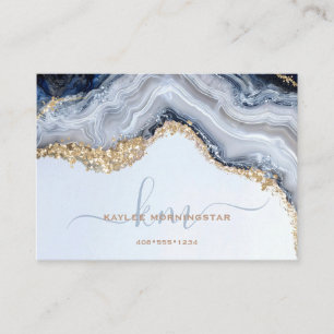 Tarjeta De Visita Geoda de ágata azul chic pepitas de oro