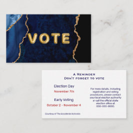 Tarjeta De Visita Geode Blue Gilded Vote