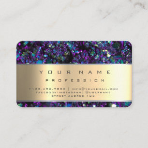 Tarjeta De Visita Geode Gemstone Amethyst Gold Purple