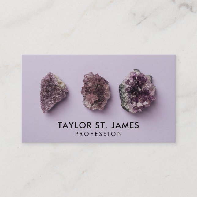 Tarjeta De Visita Geode púrpura Crystal Moderno  (Anverso)