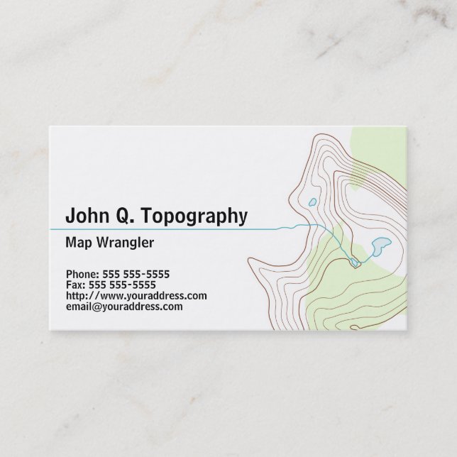 Tarjeta De Visita Geólogo, Cartografo Topográfico Mapa personal (Anverso)