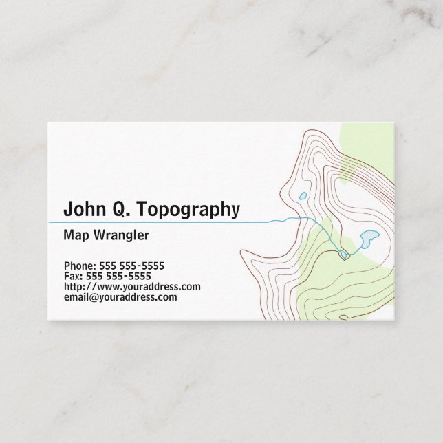 Tarjeta De Visita Geólogo, Cartografo Topográfico Mapa personal (Anverso)