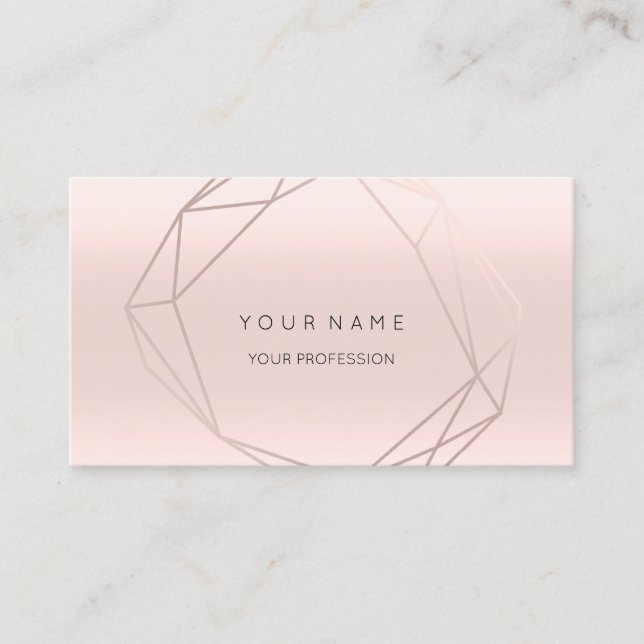 Tarjeta De Visita Geometría De Vip De Marco De Diamante Rosa Rosa (Anverso)