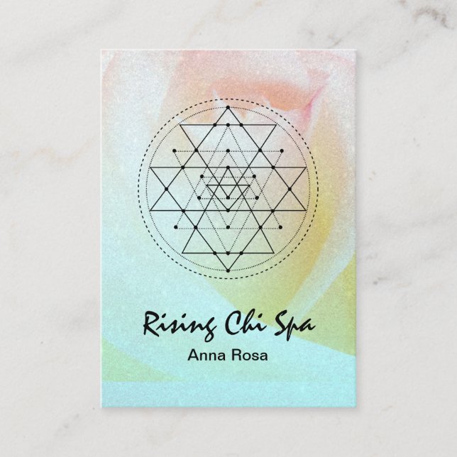 Tarjeta De Visita *~* Geometría sagrada del Rosa de yoga de Reiki (Anverso)