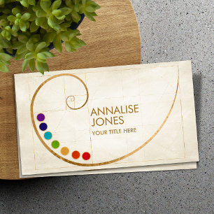 Tarjeta De Visita Geometría Sagrada Espiral Dorada -Chakras