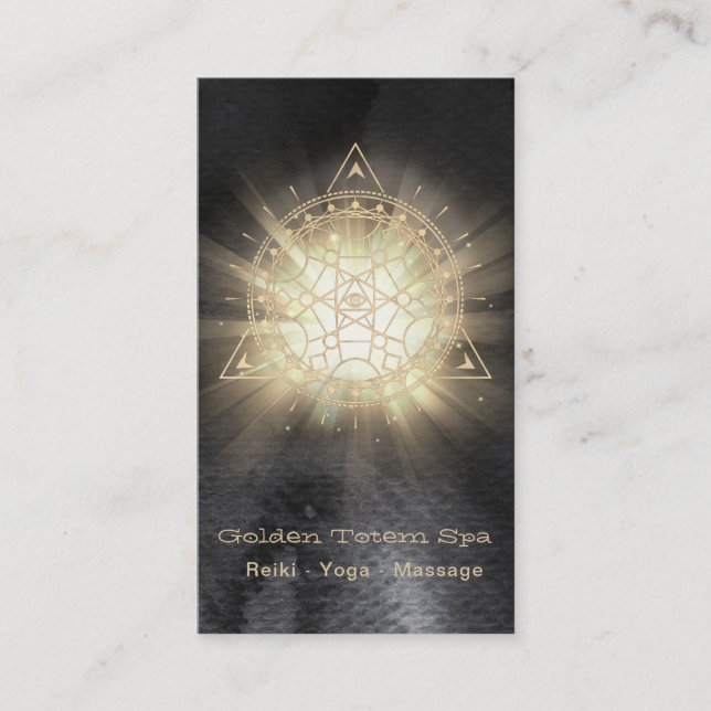 Tarjeta De Visita *~* Geometría sagrada. Rayos claros Tótem dorado (Anverso)