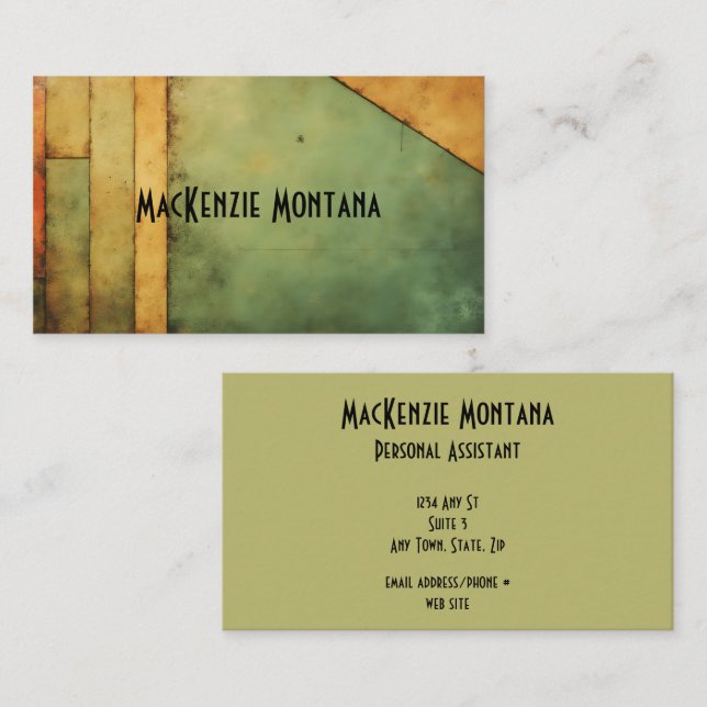 Tarjeta De Visita Geometric Design in Olive, Rust, Mustard (Anverso / Reverso)