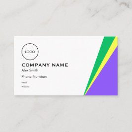 Tarjeta De Visita Geometric Design in Purple, Green and Yellow