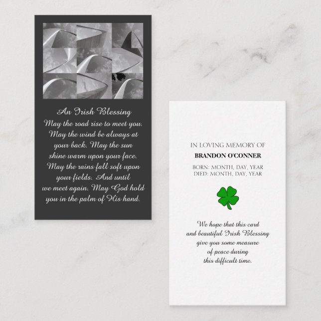Tarjeta De Visita Geometric Design Irish Blessing White Gray  (Anverso / Reverso)