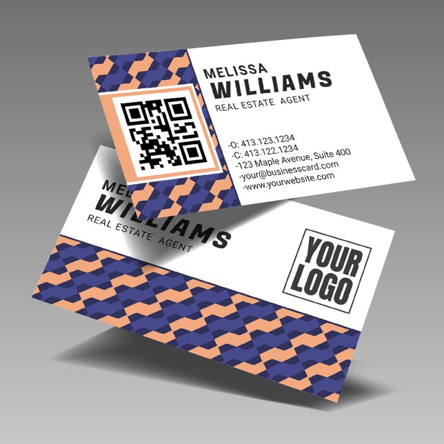 Tarjeta De Visita Geometric Interlocking Pattern Real Estate  (Subido por el creador)