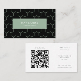 Tarjeta De Visita Geometric Minimalist Green Financial Advisor