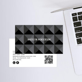 Tarjeta De Visita Geometric Modern Negrita Negrita Resumen Código QR