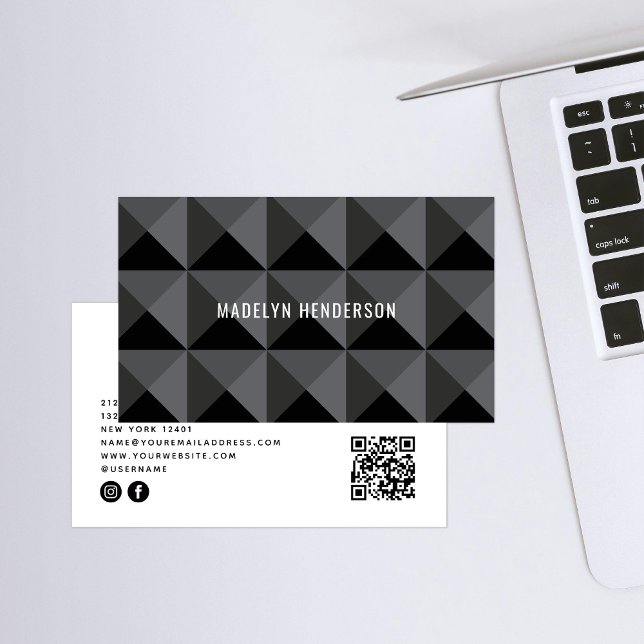Tarjeta De Visita Geometric Modern Negrita Negrita Resumen Código QR (Subido por el creador)
