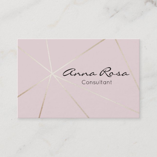 Tarjeta De Visita *~* Geometric trendy Rosa Gold Moderno Relieve met (Anverso)