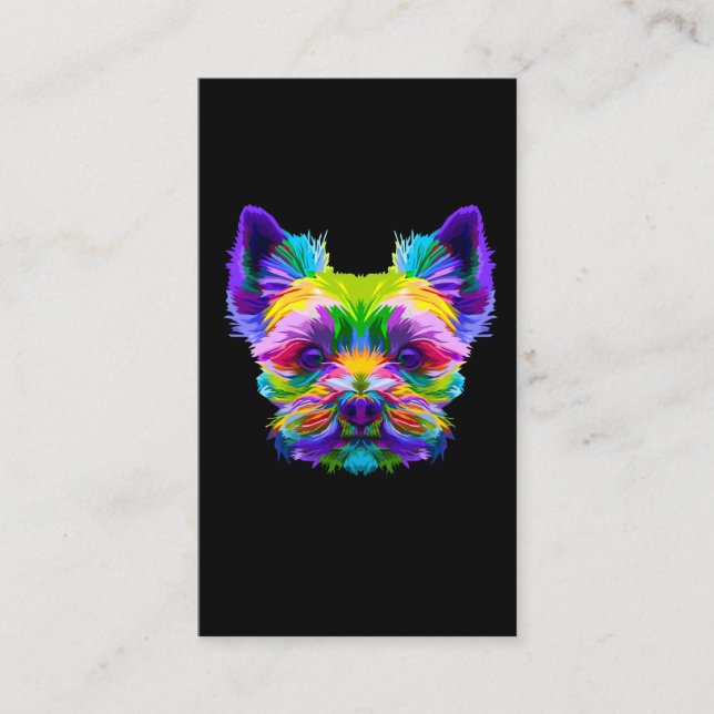 Tarjeta De Visita Geometric Yorkshire Terrier Yorkie Art Animal Love (Anverso)