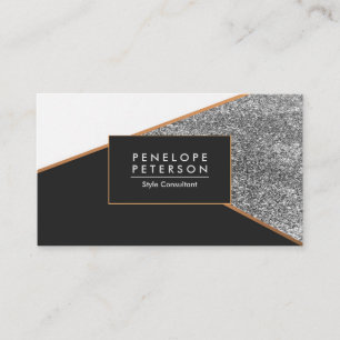 Tarjeta De Visita Geométrica del Purpurina dorado negro