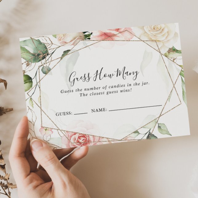 Tarjeta De Visita Geométrica Gold Green Adivina cuántas cartas de ju (Subido por el creador)