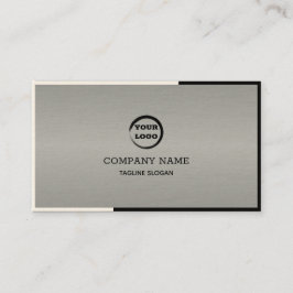 Tarjeta De Visita Geométrico Blanco Y Negro Plateado