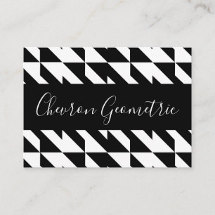 Tarjeta De Visita Geométrico de cheurón negro y blanco