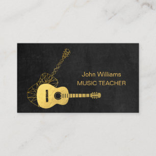 Tarjeta De Visita Geométrico de música DJ de guitarra Gold Music Tea