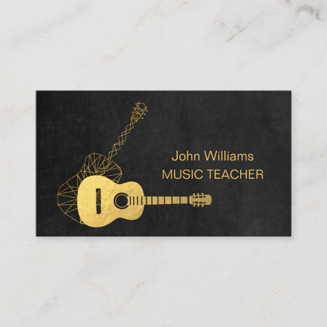 Tarjeta De Visita Geométrico de música DJ de guitarra Gold Music Tea (Anverso)