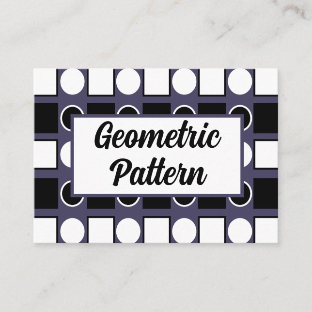 Tarjeta De Visita Geométrico del círculo cuadrado blanco morado negr (Anverso)