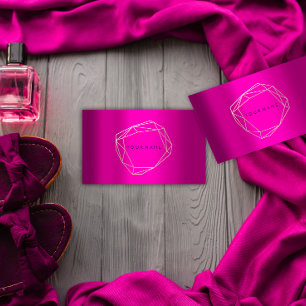 Tarjeta De Visita Geométrico del marco poligonal rosado de oro