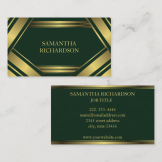 Tarjeta De Visita Geométrico Emerald Y Gold Stripes Profesionales