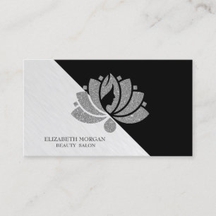 Tarjeta De Visita Geométrico moderno, elegante Purpurina plateado Lo