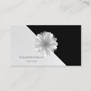 Tarjeta De Visita Geométrico moderno, Lotus blanco elegante