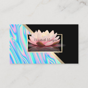 Tarjeta De Visita Geométrico Moderno, Lotus Holográfico Elegante